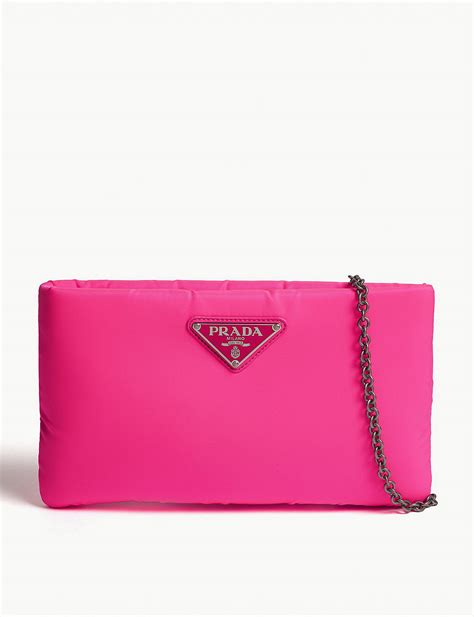 prada clutch padded nylon large pink|Prada nylon shoulder bag price.